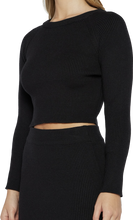 Load image into Gallery viewer, Black Knit Mid Length Skirt and Black Cropped Long Length Top ***sold Separately
