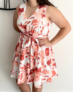 Orr Abstract Floral V Neck Dress