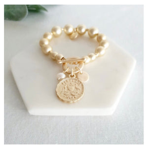 LillyCo Gold Coin Necklace and Bracelet Set