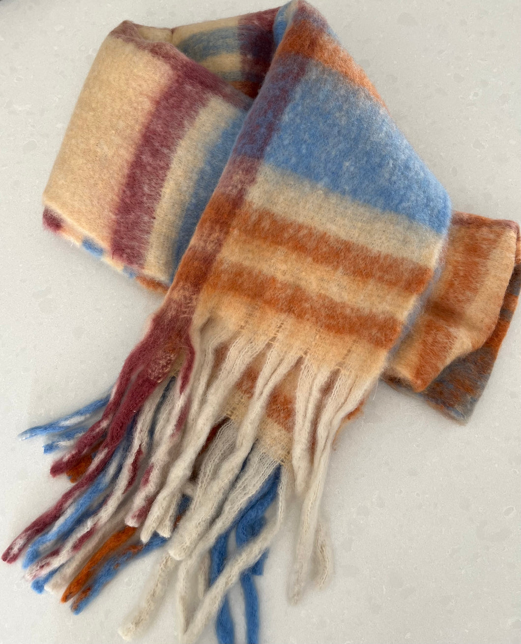 Orange and Blue Thick Warm Scarf