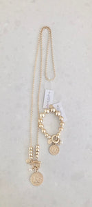 LillyCo Gold Coin Necklace and Bracelet Set