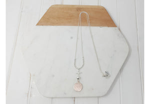 LillyCo Silver Chain Rose Gold Disc Necklace