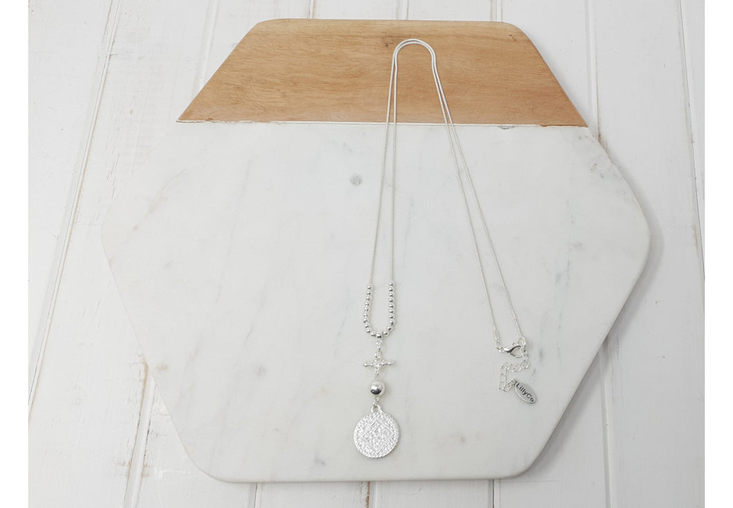 LillyCo Silver Chain & Disc Necklace