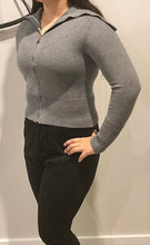 Load image into Gallery viewer, Toni Grey Zipped Cropped Cardi
